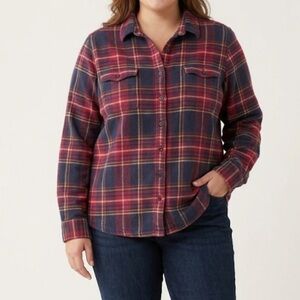 Patagonia Button Down Plaid Fjord Flannel Size 14 Pink Blue